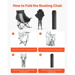 Taitettava keinutuolityylinen retkituoli puuvillapehmusteinen Oxford-kangas Q235-teräsrunko kantavuus 102 kg