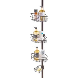 Kulmasuihkukori jännitetangolla ruostumatonta terästä säädettävä 39–125 tuumaa kolmihyllyinen saippuatelineellä