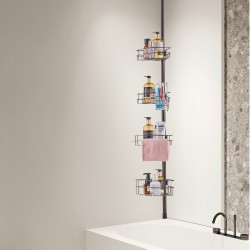 Suihkun kulmahylly ruostumatonta terästä säädettävä jousitangolla 56–114 tuumaa nelitasoinen