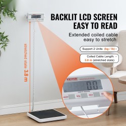 Lääkärivaaka digitaalinen ruostumaton teräs 550LBS kg/lb liukumaton matto lukitus ja tara-toiminnot