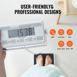 Lääkärivaaka digitaalinen ruostumaton teräs 550LBS kg/lb liukumaton matto lukitus ja tara-toiminnot