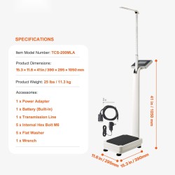 Digitaalinen lääkärivaaka ammattilaiskäyttöön painokapasiteetti 299,4 kg pituusalue 88–210 cm