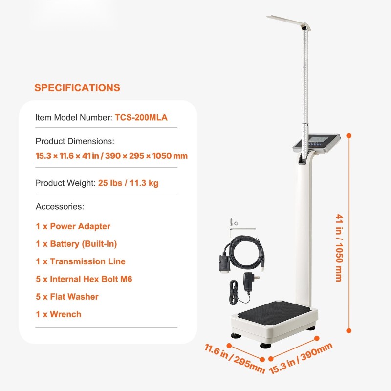 Digitaalinen lääkärivaaka ammattilaiskäyttöön painokapasiteetti 299,4 kg pituusalue 88–210 cm