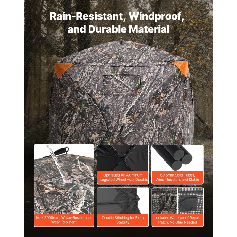 Maastokuvioitu maasuojus 150D kangas 270 asteen näkymä kolme ikkunaa 2–3 henkilölle