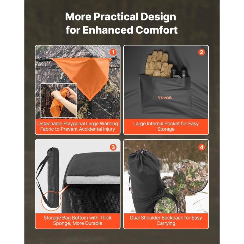 Maastokuvioitu maasuojus 150D kangas 270 asteen näkymä kolme ikkunaa 2–3 henkilölle