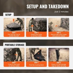 Maastokuvioitu metsästyskatos 150D kangas 6–7 hengelle 288 asteen näkyvyys 4 vaakasuuntaista ikkunaa