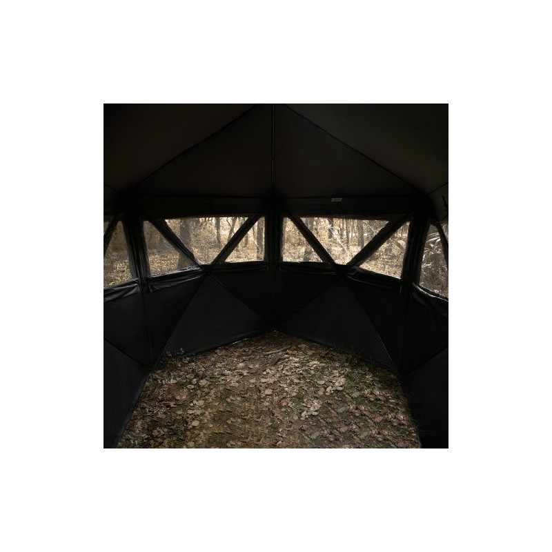 Maastokuvioitu metsästyskatos 150D kangas 6–7 hengelle 288 asteen näkyvyys 4 vaakasuuntaista ikkunaa