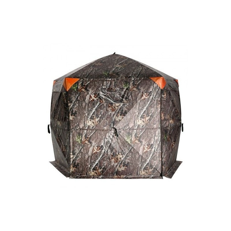 Maastokuvioitu metsästyskatos 150D kangas 6–7 hengelle 288 asteen näkyvyys 4 vaakasuuntaista ikkunaa