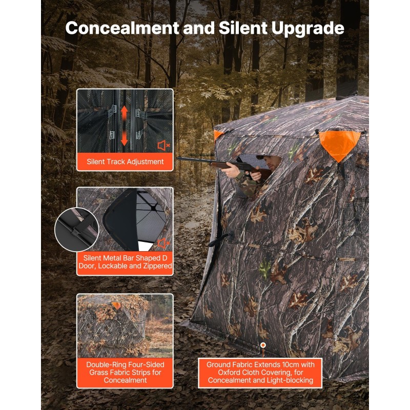 Naamiointiteltta 150D maastokuvioitu kangas 270° yhdensuuntainen verkko 4–5 henkilölle