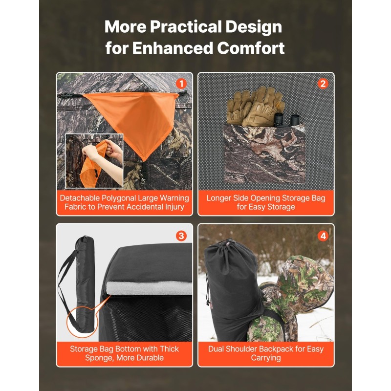 Naamiointiteltta 150D maastokuvioitu kangas 270° yhdensuuntainen verkko 4–5 henkilölle