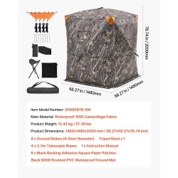 Metsästysteltta kahdelle tai kolmelle vedenpitävällä maastokankaalla kolmijalkatuolilla kantolaukulla metsästykseen