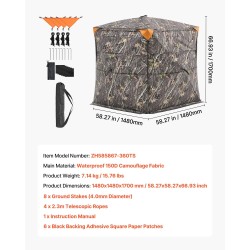 Maastoteltta 2–3 henkilölle 360 asteen läpinäkyvä 150D vedenpitävä metsästykseen