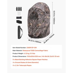 Maastoteltta yhden hengen vedenpitävä 150D maastokangas metsästykseen kantolaukulla hiljaisella vetoketjuovella