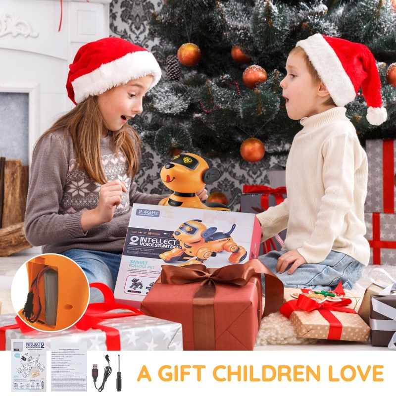 Kauko-ohjattava robottikoira ohjelmoitava kosketus- ja ääniohjauksella irrotettavalla akulla