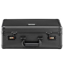 Korttikotelo alumiiniseosrunko neljä lokeroa yhdeksänkymmentä millimetriä leveät korttipaikat numerolukolla