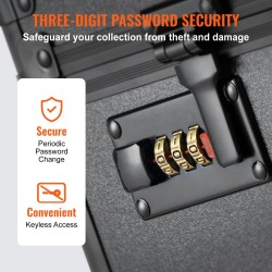 Korttilaatikko alumiiniseosrunko neljällä lokerolla numerokoodilukolla vaahtomuoviväliseinillä 108 PSA-kortille