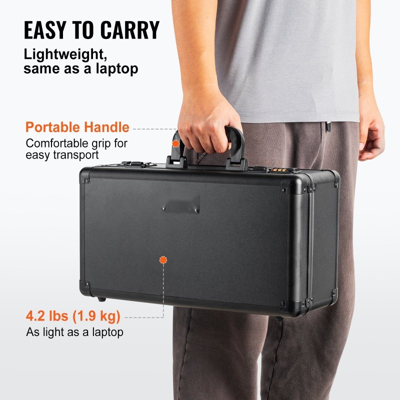 Korttilaatikko alumiiniseosrunko neljällä lokerolla numerokoodilukolla vaahtomuoviväliseinillä 108 PSA-kortille