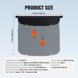 Tavaratilan suojaverho vedettävä alumiiniseos PVC-nahkajäljitelmä musta Mazda CX-5 2017–2025 5-paikkainen