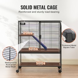 Pieneläinhäkki 2-tasoinen jauhemaalattu metalliverkko 770×520×920 mm liukumaton ramppi ulosvedettävä pohjatarjotin lukittavat