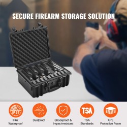 Kovakotelo pistoolille PP-kuori esileikattu vaahtomuovisisus 5 aseelle vesitiivis IP67 475×415×223 mm