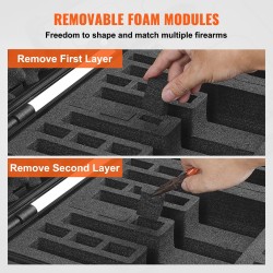 Kovakotelo pistoolille PP-kuori esileikattu vaahtomuovisisus 5 aseelle vesitiivis IP67 475×415×223 mm