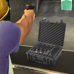 Kovakotelo pistoolille PP-kuori esileikattu vaahtomuovisisus 5 aseelle vesitiivis IP67 475×415×223 mm