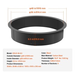 Tulipesärengas hiiliteräs 1016 mm ulkohalkaisija 990 mm sisähalkaisija 216 mm korkeus musta