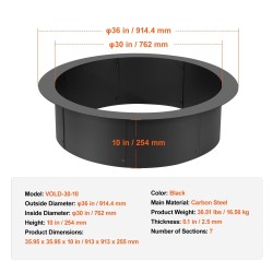 Tulipesärengas hiiliteräs 762 mm sisä 914 mm ulko 2,5 mm paksu mattamusta