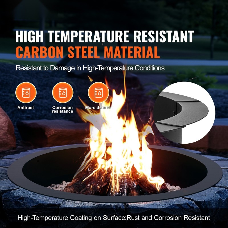 Tulipesän rengas hiiliterästä 39 tuumaa sisä 45 tuumaa ulko 2,5 mm paksu