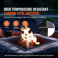 Tulikehä hiiliteräksinen mattamusta neliö 36x36/30x30 tuumaa 10 tuumaa korkea ulkokäyttöön