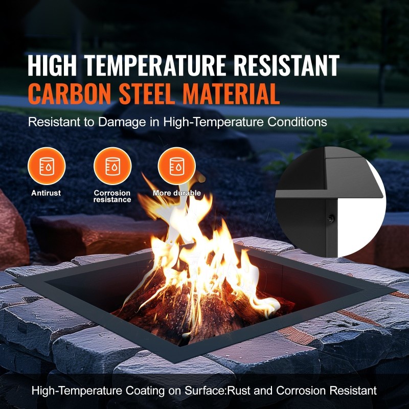 Tulikehä hiiliteräksinen mattamusta neliö 36x36/30x30 tuumaa 10 tuumaa korkea ulkokäyttöön