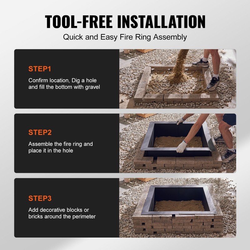 Neliönmuotoinen tulipesärengas Q235 hiiliterästä 1067x1067 mm 254 mm korkea