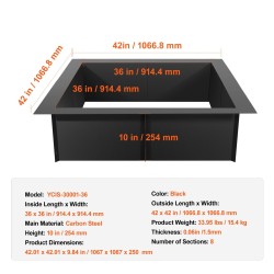 Neliönmuotoinen tulipesärengas Q235 hiiliterästä 1067x1067 mm 254 mm korkea
