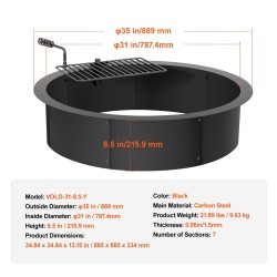 Tulipesän rengas hiiliterästä sisähalkaisija 787 mm ulkohalkaisija 889 mm korkeus 216 mm