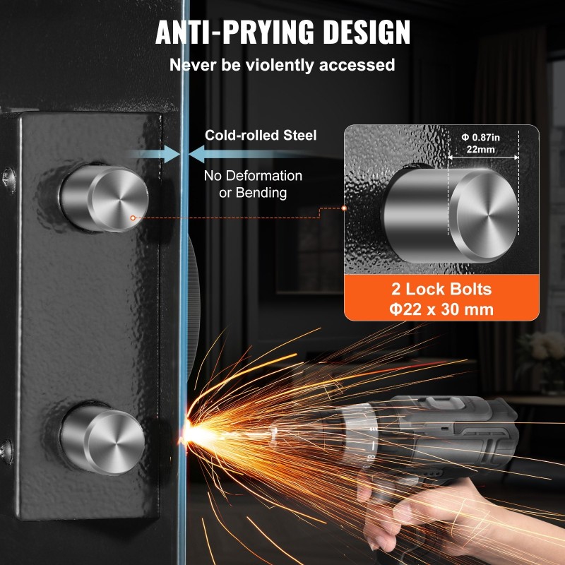 Seinään upotettava kylmävalssattu teräksinen kassakaappi 65 cm korkea 3 hyllyä näppäinlukko