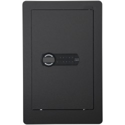 Seinään upotettava kylmävalssattu teräksinen kassakaappi 65 cm korkea 3 hyllyä näppäinlukko