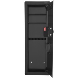 Seinään asennettava aseturvakaappi 109 cm kylmävalssattu teräs 4 hyllyä näppäimistö sormenjälkilukko