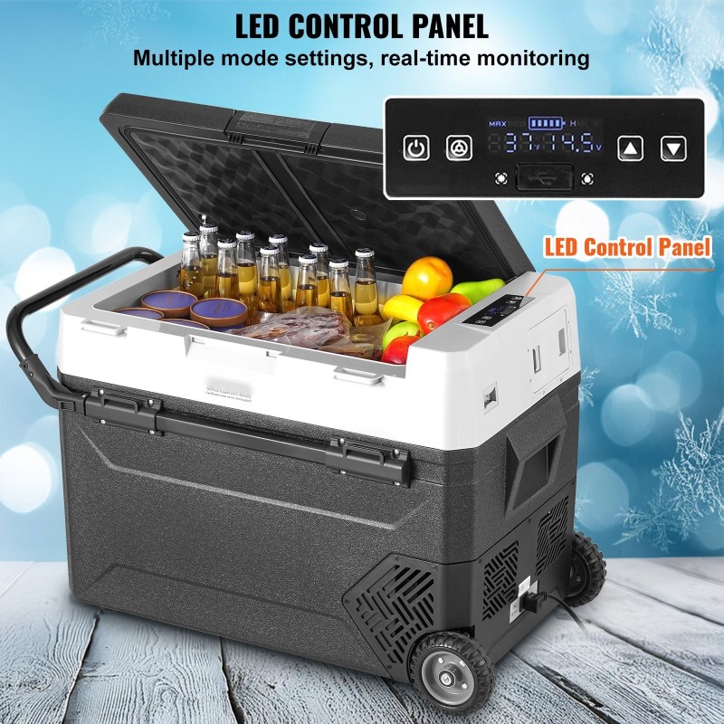 Autokylmälaukku 12V 60 L kompressorilla säädettävällä lämpötilalla pyörillä