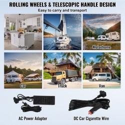 Autokylmälaukku 12V 60 L kompressorilla säädettävällä lämpötilalla pyörillä