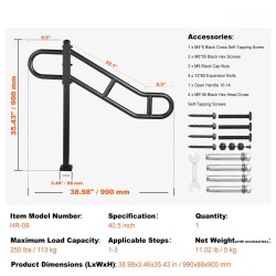 Seinäkiinnitteinen hiiliteräksinen porraskäsijohde ulkokäyttöön 1029 mm 1 kpl sopii 1–3 askelman portaisiin