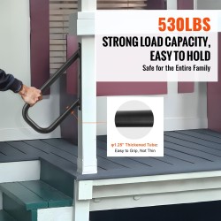 Seinäkiinnitteinen hiiliteräskaide ulkoportaisiin 480 mm mattamusta 240 kg 1 kpl