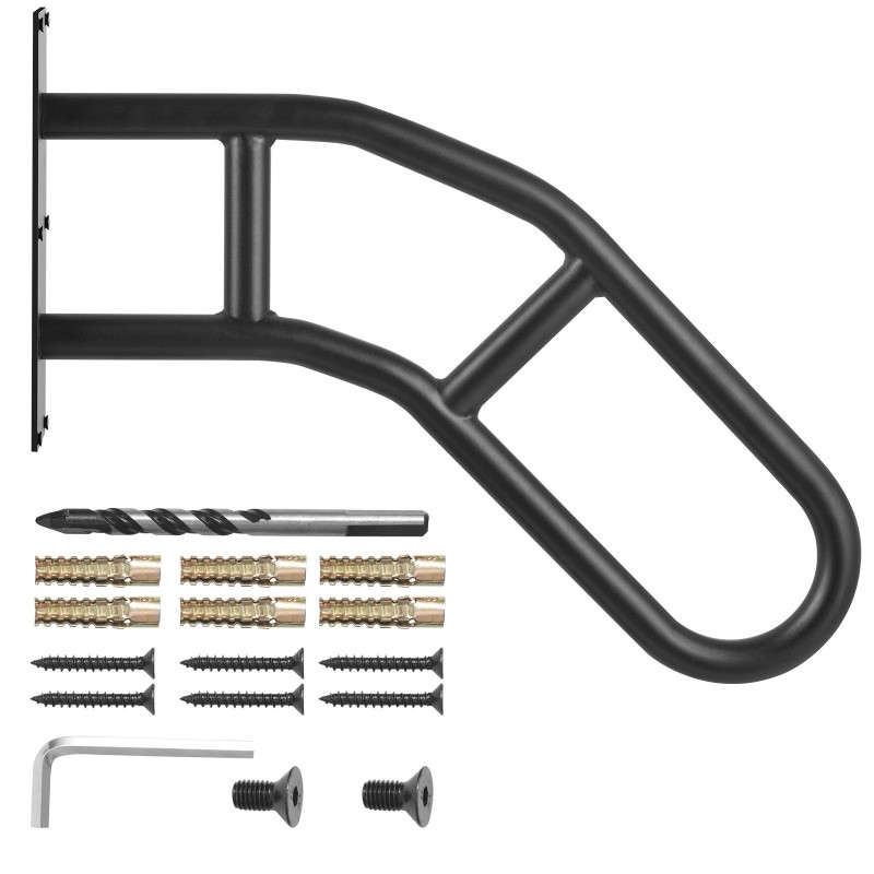 Seinään asennettava hiiliteräksinen käsijohde 29 tuumaa mattamusta ulkokäyttöön 1–3 portaalle