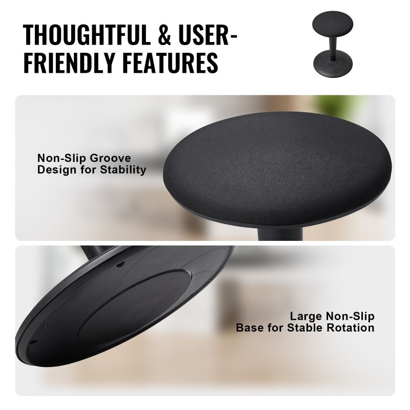 Aktiivituoli muovi ja rauta säädettävä 55–72 cm kiertävä musta