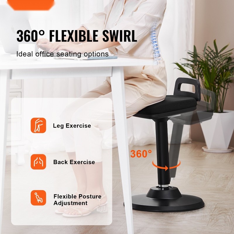 Aktiivituoli elastisella kankaalla 45 mm vaahtotyynyllä kantokahvalla 62,5–87,5 cm musta