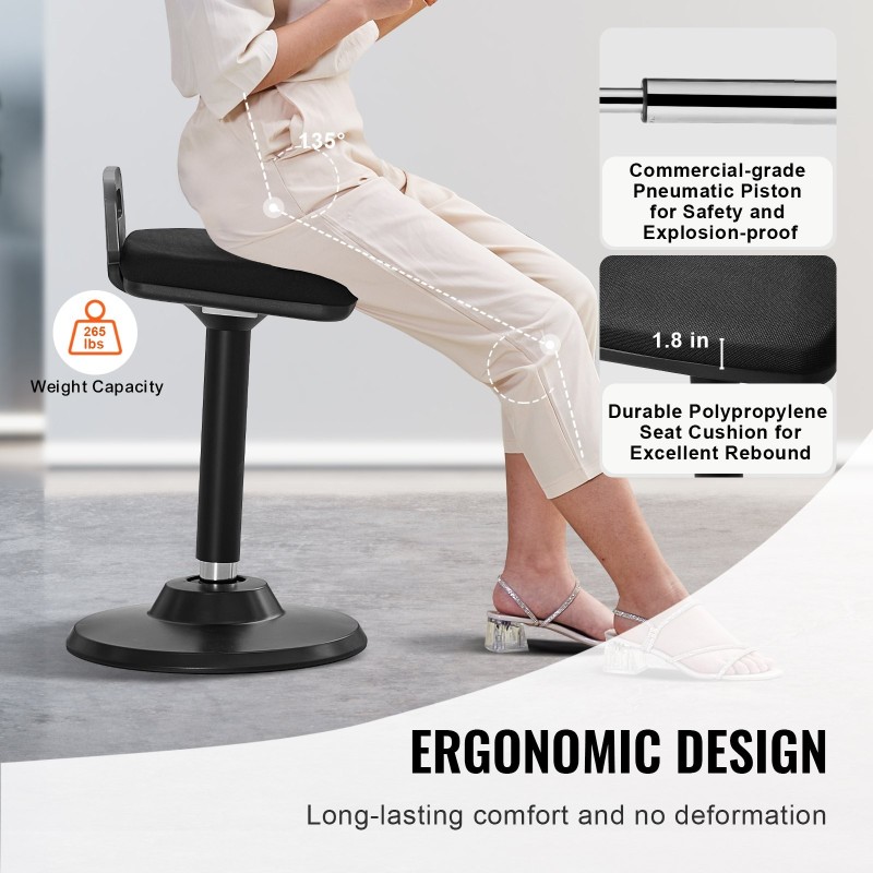 Aktiivituoli elastisella kankaalla 45 mm vaahtotyynyllä kantokahvalla 62,5–87,5 cm musta