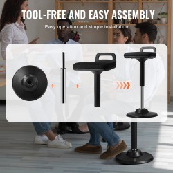 Aktiivituoli elastisella kankaalla 45 mm vaahtotyynyllä kantokahvalla 62,5–87,5 cm musta