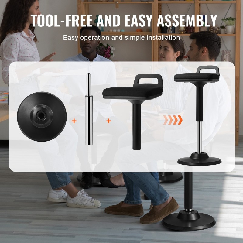 Aktiivituoli elastisella kankaalla 45 mm vaahtotyynyllä kantokahvalla 62,5–87,5 cm musta