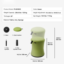 Keinuva aktiivituoli korkeussäädettävä kangas rautarunko 49–63,5 cm vihreä