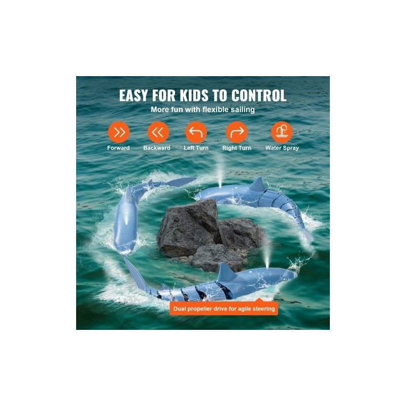 Radio-ohjattava hailelu ABS-muovinen vesitiivis kaksipotkurinen 2.4GHz kaksi akkua