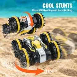 Kaukoohjattava amfibioauto neliveto ABS-muovi vesitiivis nopeus 12 km/h kaksi akkua